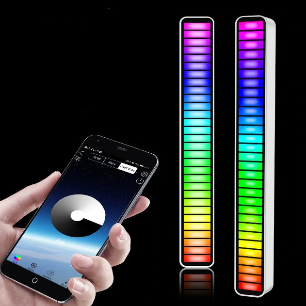 (image for) RGB Pickup Lights Sound Control LED Light Smart App Control Color Rhythm Ambient Lamp For Car/Game Computer Desktop Decorative Light